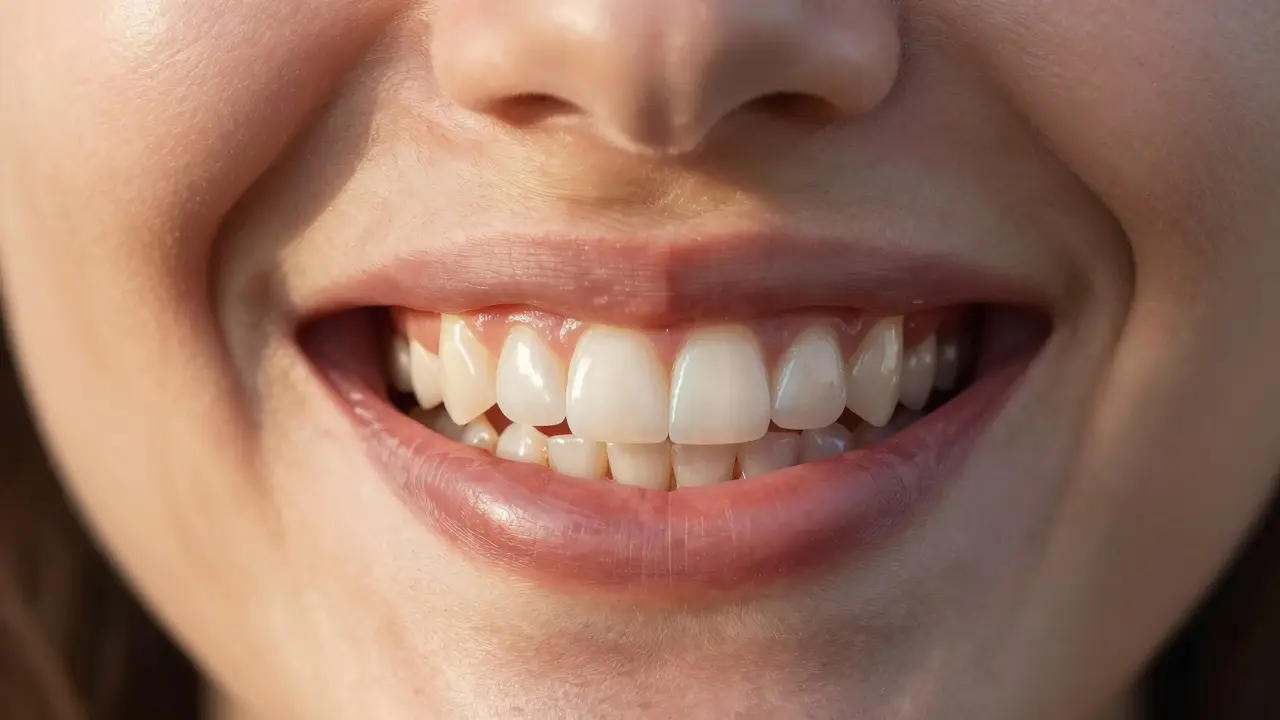 Side-by-side comparison of damaged teeth and a perfect smile after veneer treatment.