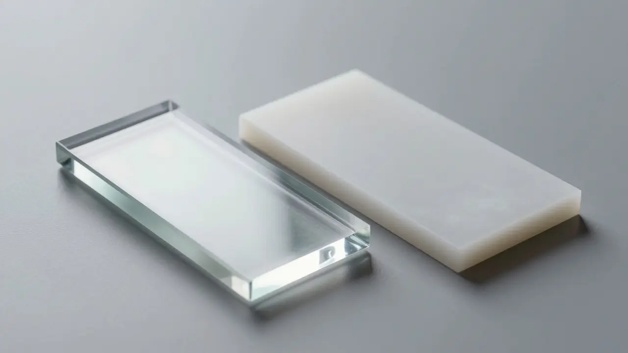 Detailní srovnání průhlednosti keramické fazety a kompozitního materiálu.