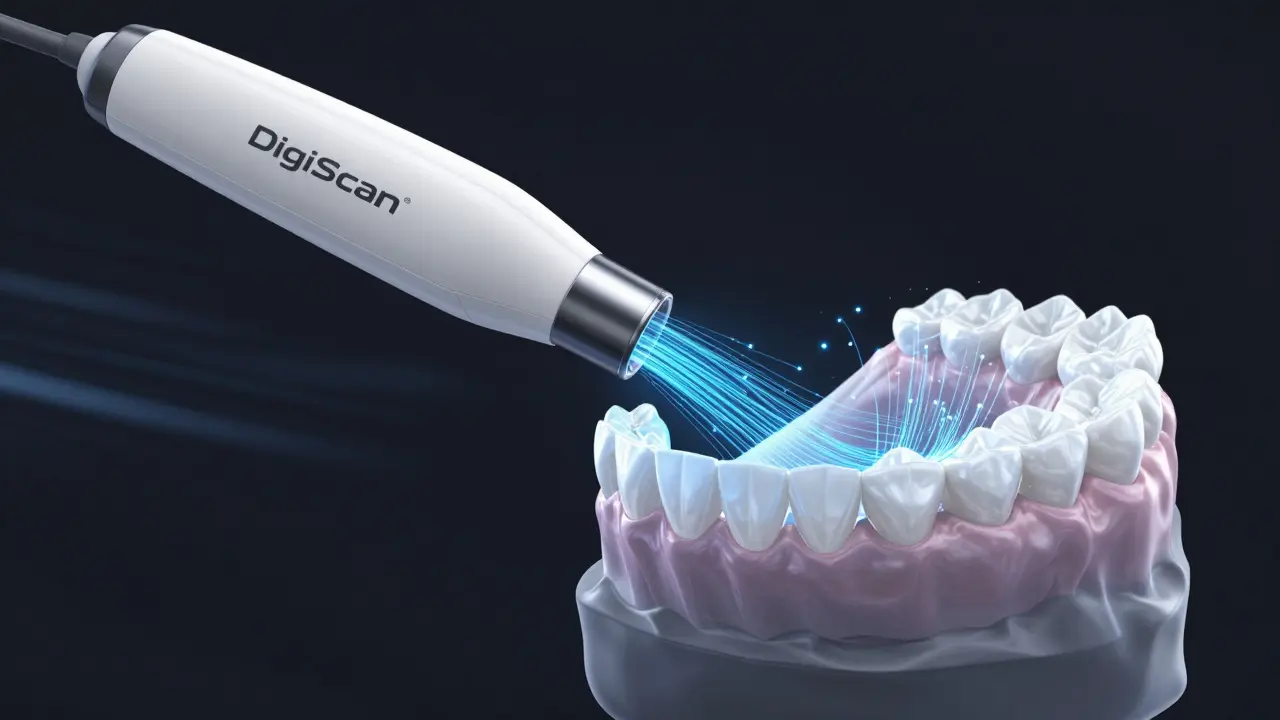 Digitální skener vytváří 3D model zubů pro plánování fazet