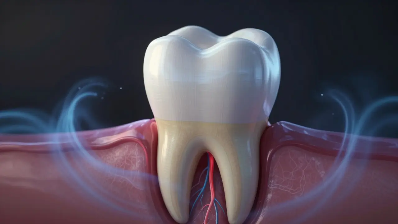 Anatomický průřez stoličkou s vrstvami