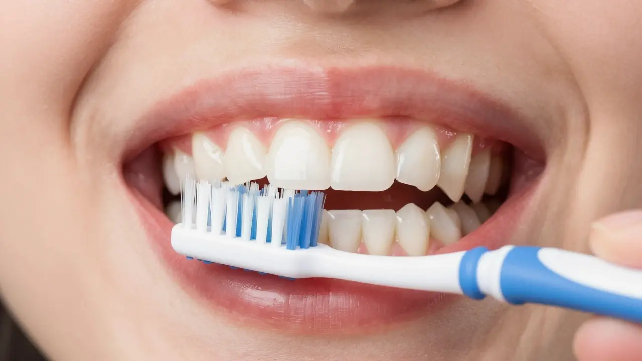 Správná technika čištění zubů pod úhlem 45 stupňů k dásním
