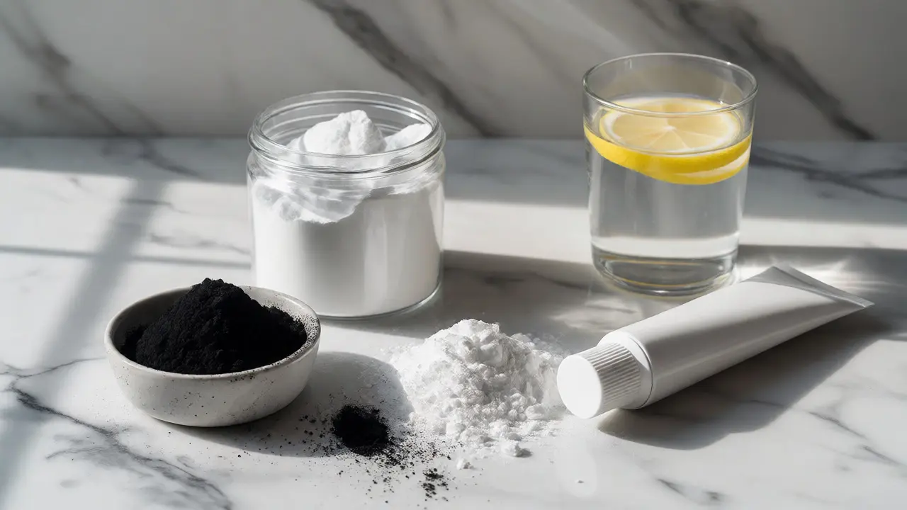 Domácí bělicí prostředky: soda, aktivní uhlí a pasta
